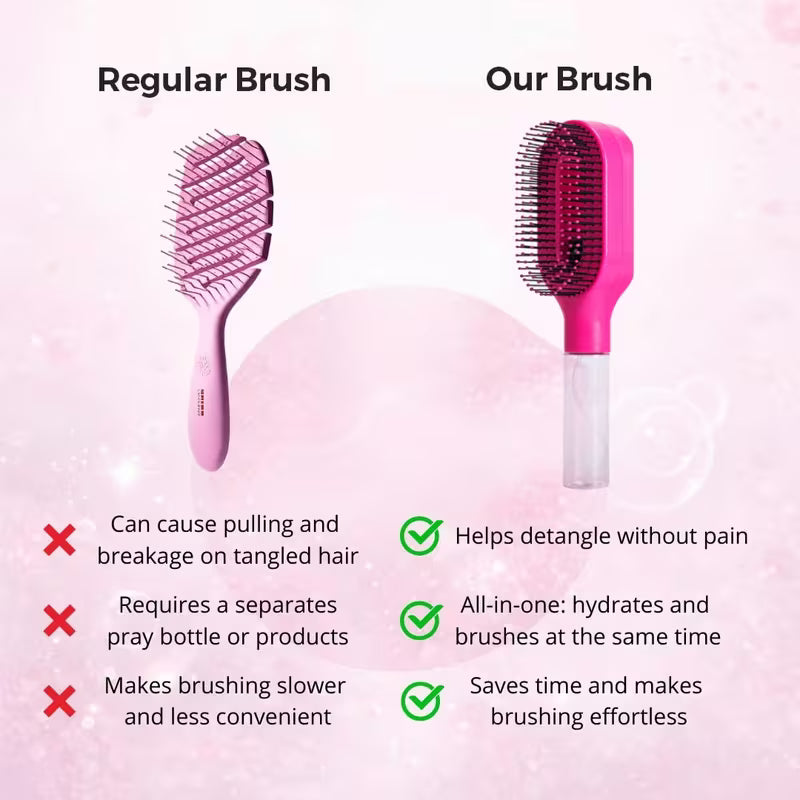 2-in-1 Detangling Hair Brush with Water Spray & Rotating Barber Comb Set