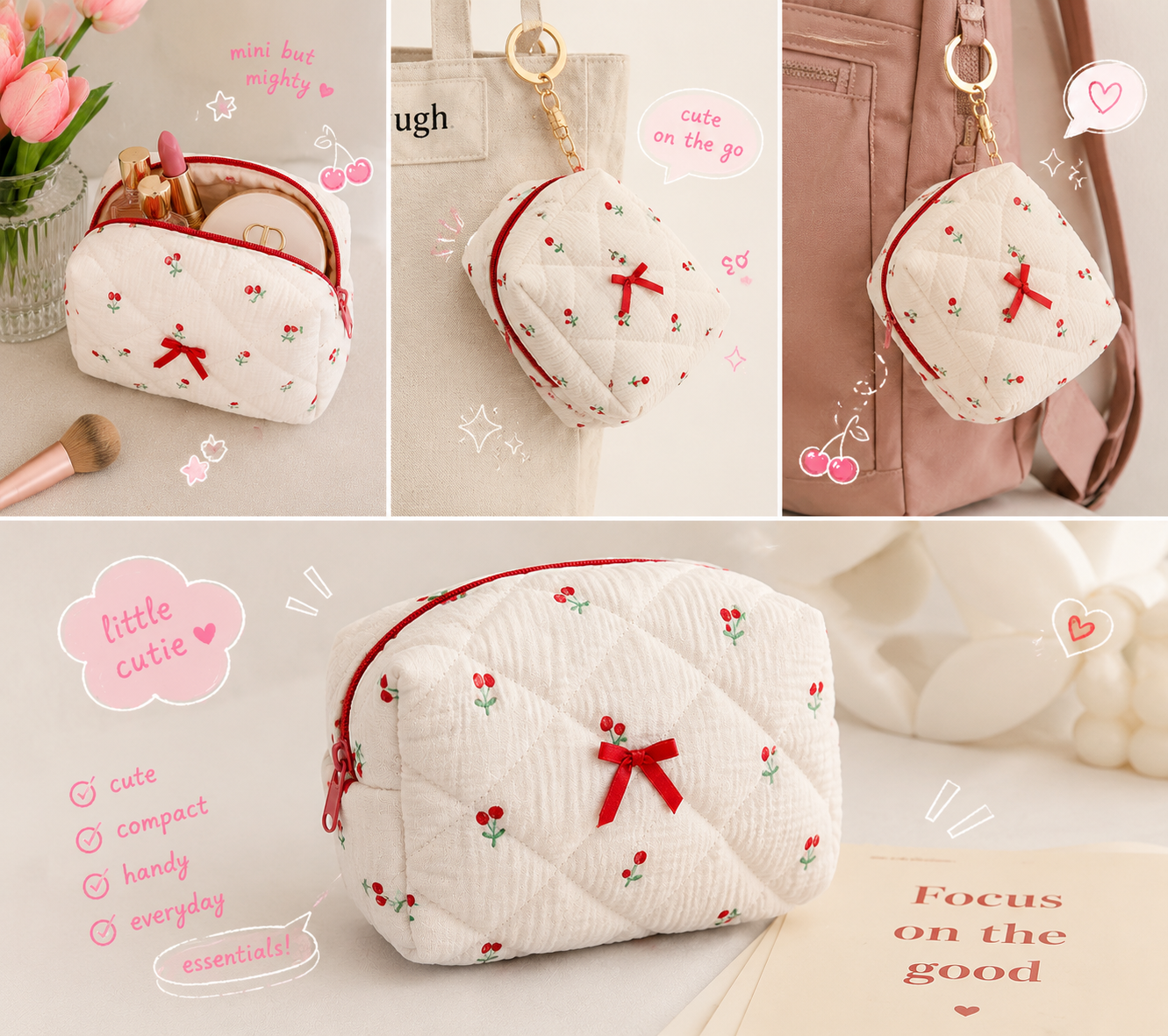 Mauve Accessories quilted pouch🌸🩷✨ produckpk
