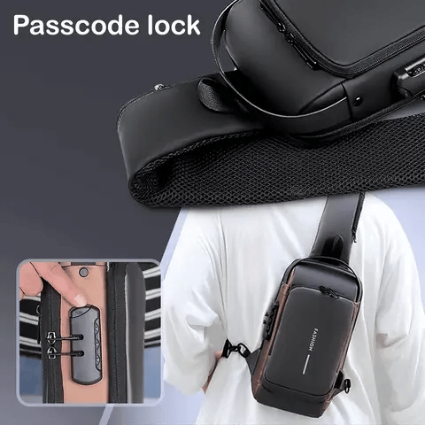 CrossBody Tech Sling Bag With USB Charging Port Discounters.pk