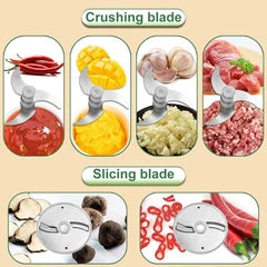 4-in-1 Manual Vegetable Chopper - Pull Cord Garlic and Food Slicer Mincer