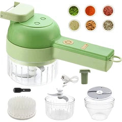 4-in-1 Manual Vegetable Chopper - Pull Cord Garlic and Food Slicer Mincer