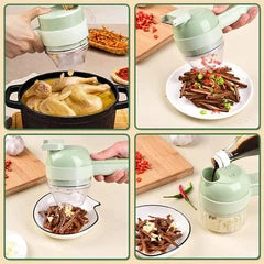 4-in-1 Manual Vegetable Chopper - Pull Cord Garlic and Food Slicer Mincer
