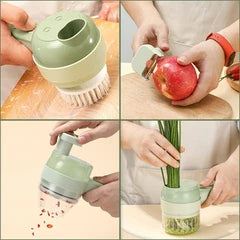 4-in-1 Manual Vegetable Chopper - Pull Cord Garlic and Food Slicer Mincer