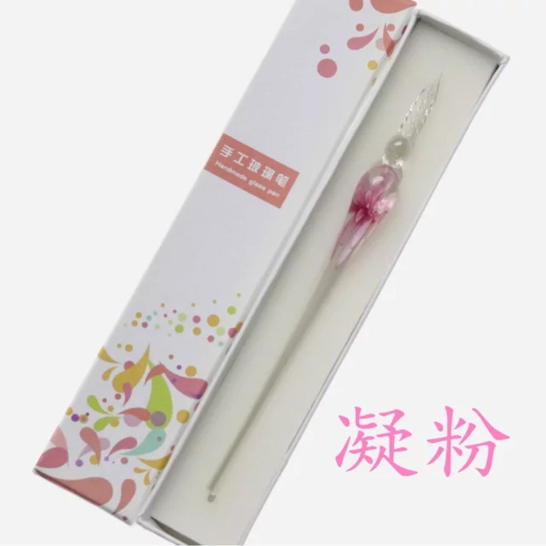 3D Floral Crystal Glass Dip Pen for Drawing & Writing