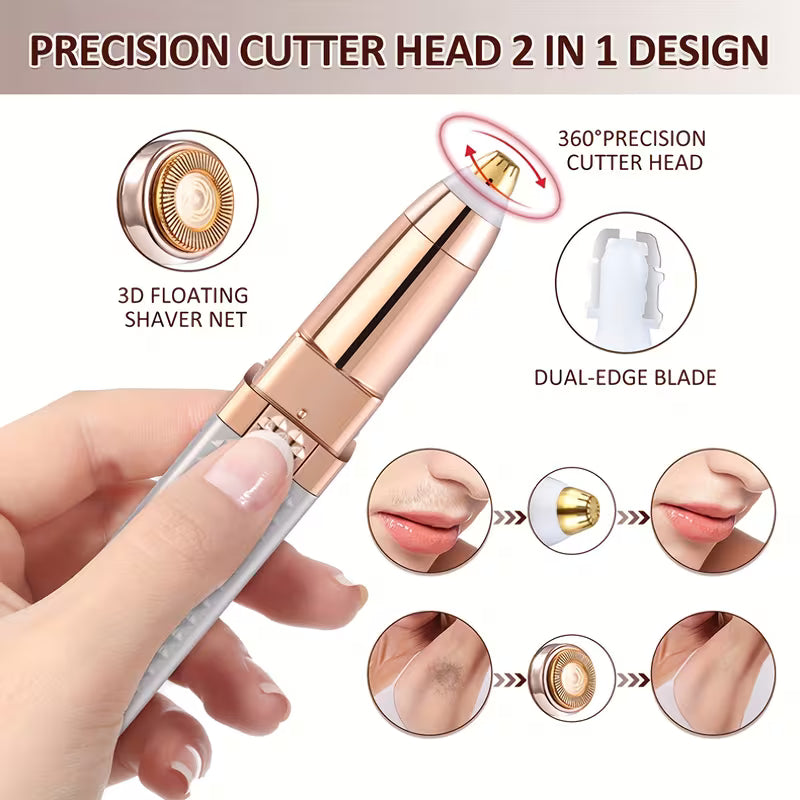 2-in-1 Rechargeable Eyebrow & Facial Hair Remover with LED Light