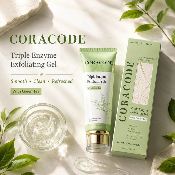Coracode Triple Enzyme Exfoliating Gel – Buy 1 Get 1 Free – Dead Skin & Buildup Remover for Neck, Underarms, Elbows & Knees