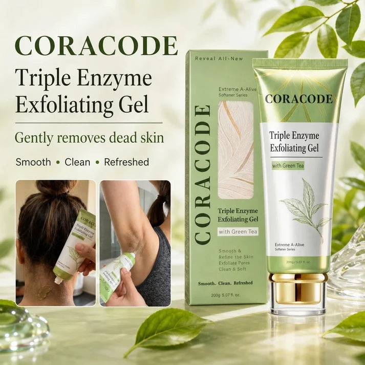 Coracode Triple Enzyme Exfoliating Gel – Buy 1 Get 1 Free – Dead Skin & Buildup Remover for Neck, Underarms, Elbows & Knees