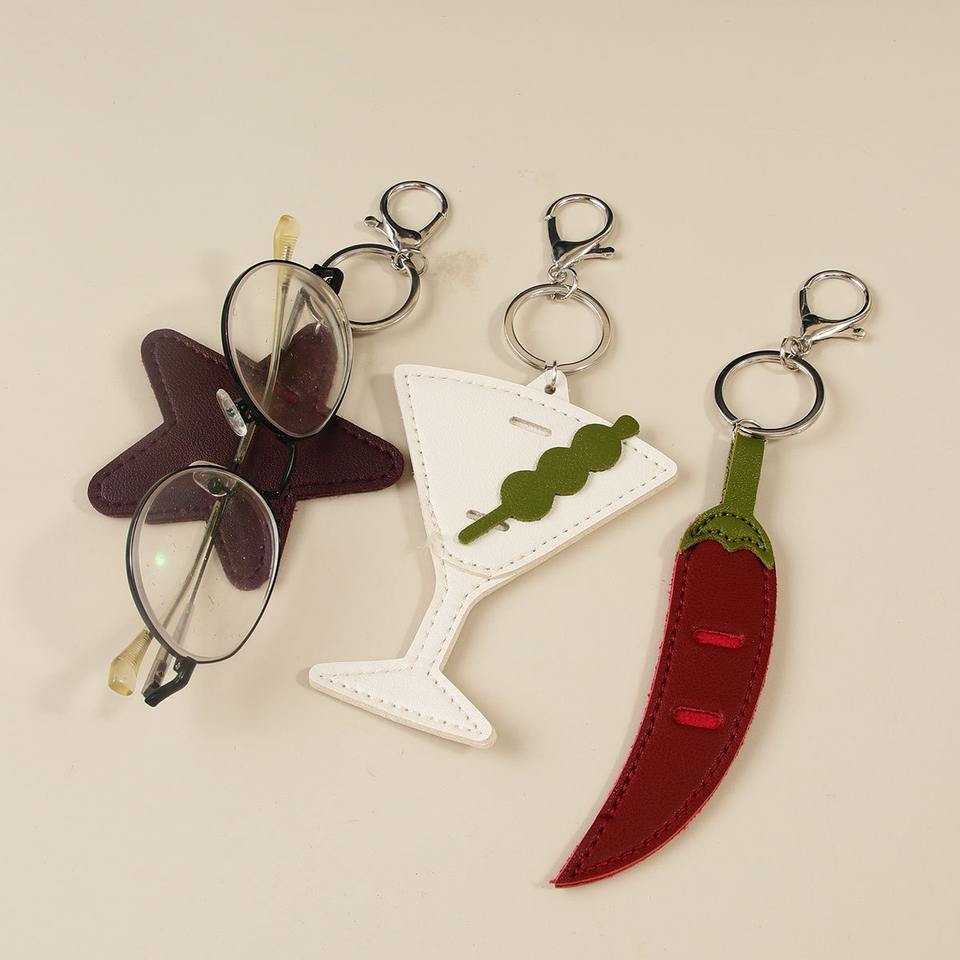 Funky Shapes Leather Keychain