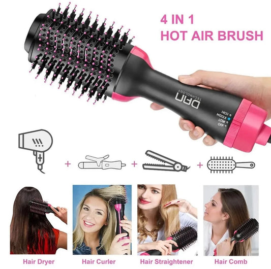 4-in-1 hot air brush with multiple uses shown on a white background