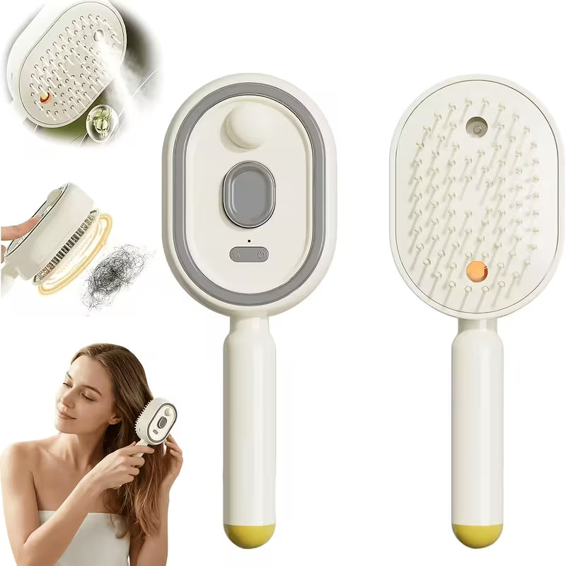 Electric Scalp Massager Comb - White colour USB rechargeable hair brush with nano spray