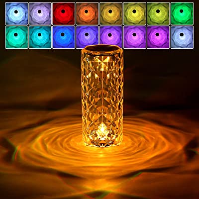 Diamond Rose LED Crystal Table Lamp - 16 Color Touch & Remote Control Night Light