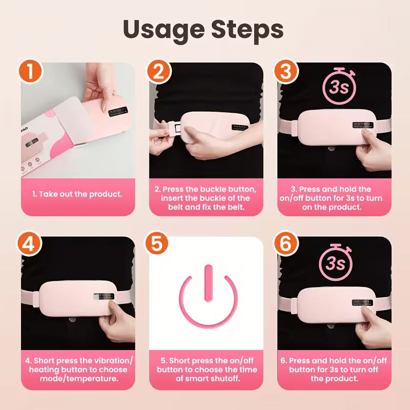 Electric Heating Pad Belt - USB Rechargeable Period Cramp & Muscle Relief Massager