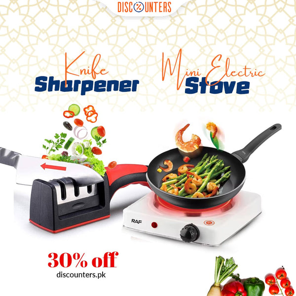 Bundle Mini Electric Stove+Knife Sharpener Discounters.pk online shopping in Pakistan