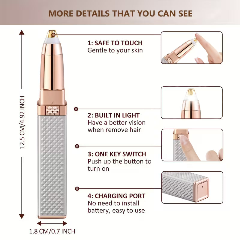 2-in-1 Rechargeable Eyebrow & Facial Hair Remover with LED Light