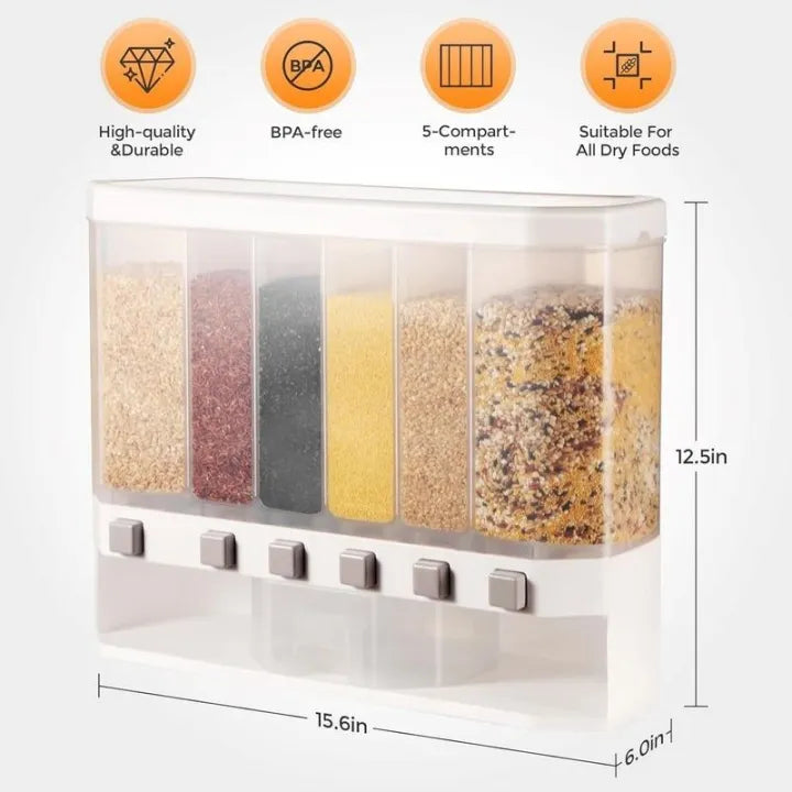 Wall Mounted 6-in-1 Grain Dispenser (Daal Box)