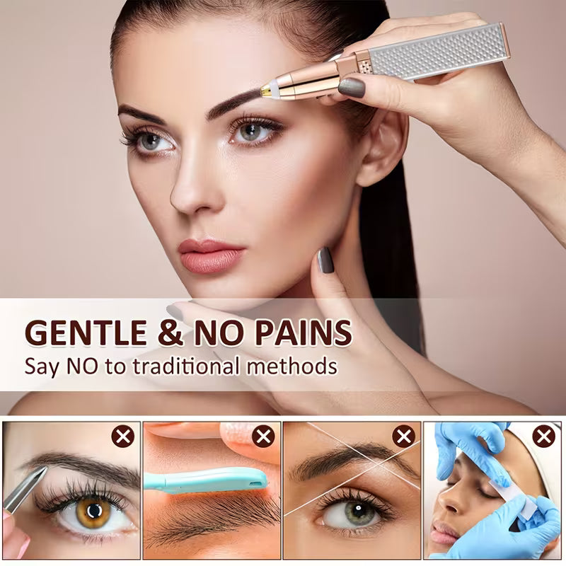 2-in-1 Rechargeable Eyebrow & Facial Hair Remover with LED Light