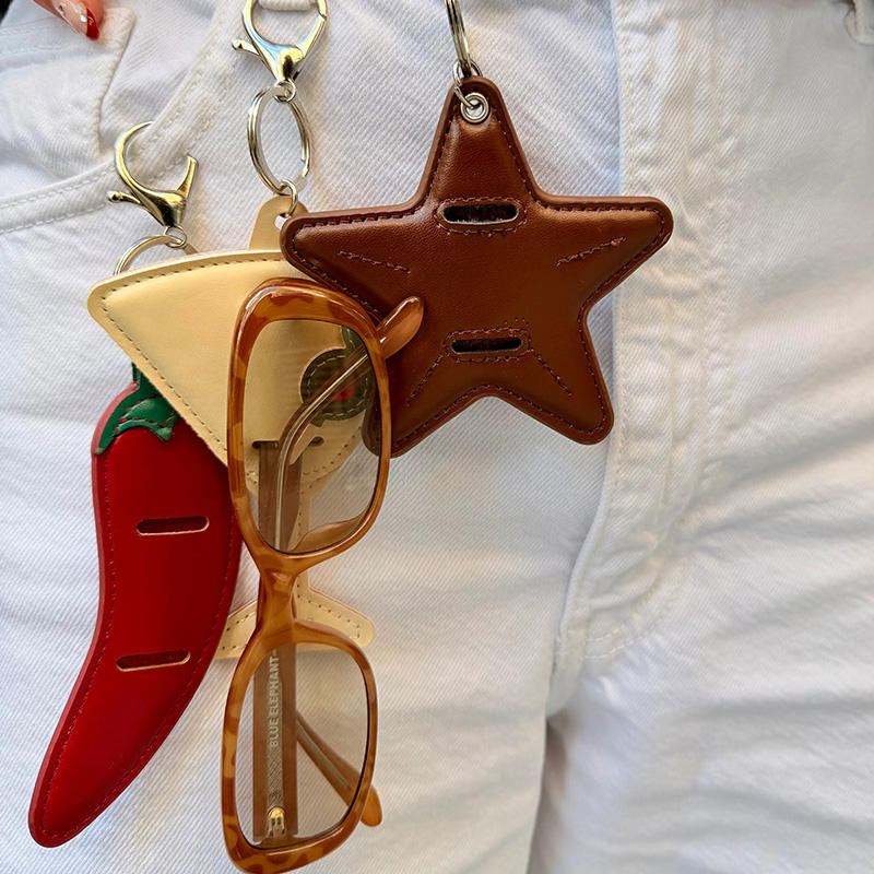 Funky Shapes Leather Keychain